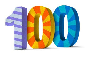 Colorful Paper Mache Number on a white background  - Number 100 clipart