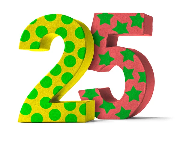 Colorful Paper Mache Number on a white background  - Number 25 — Stock Photo, Image