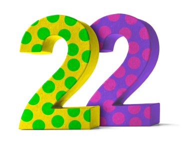 Colorful Paper Mache Number on a white background  - Number 22 clipart