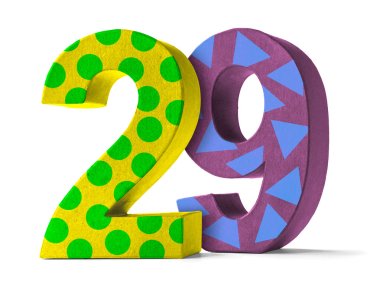 Colorful Paper Mache Number on a white background  - Number 29 clipart