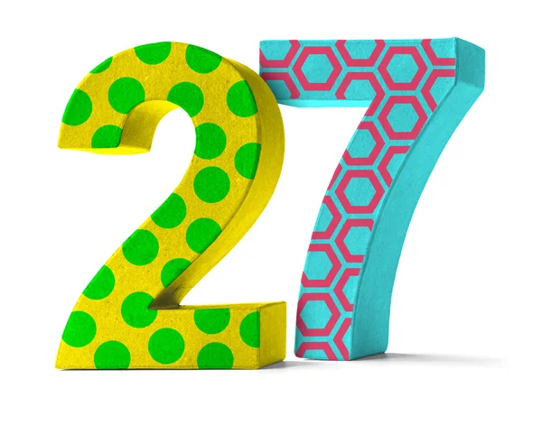 Papel colorido Mache Number em um fundo branco - Número 27 — Fotografia de Stock