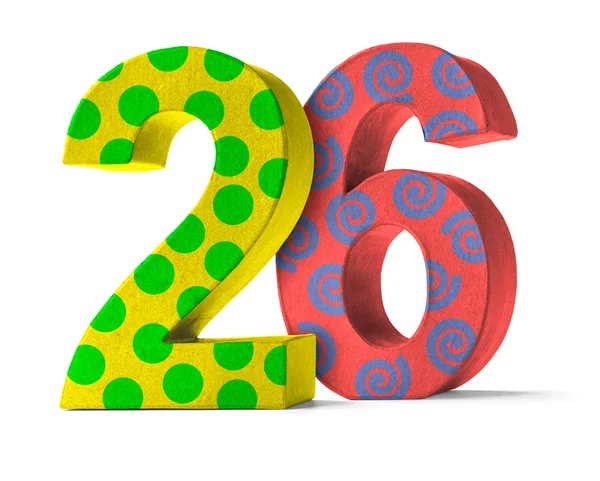 Colorful Paper Mache Number on a white background  - Number 26 — Stock Photo, Image