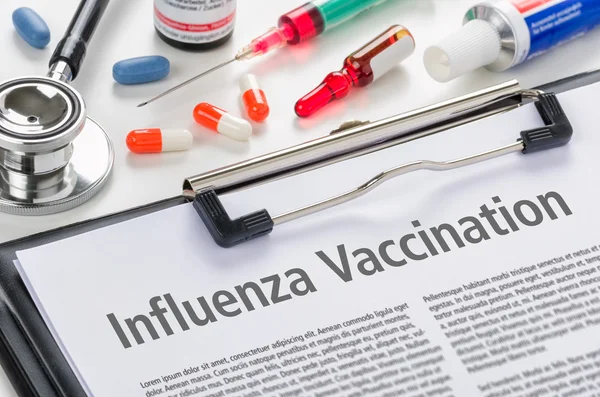 Influenza Vaccinazione scritta negli appunti — Foto Stock