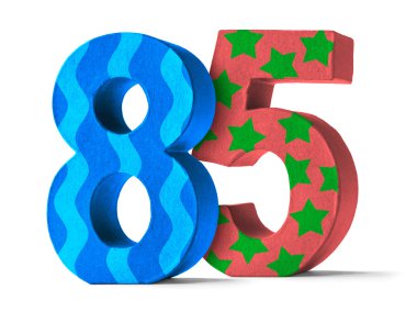 Colorful Paper Mache Number on a white background  - Number 85 clipart