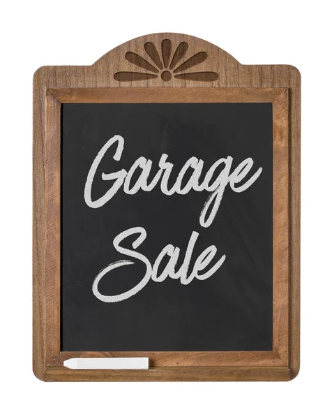 Доска табличка на белом фоне - гараж Продажа — стоковое фото