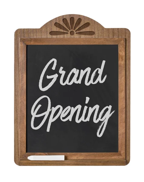 A chalkboard sign on a white background - Grand Opening — Stock Photo, Image