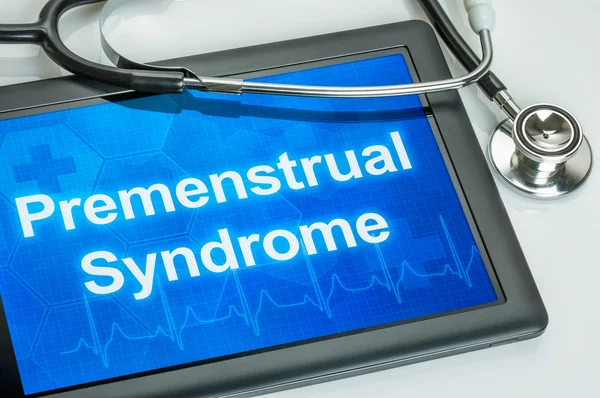 Tableta con el diagnóstico Síndrome premenstrual en la pantalla — Foto de Stock