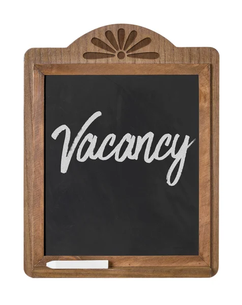 A chalkboard sign on a white background - Vacancy — Stock Photo, Image