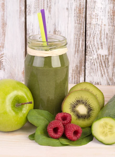 Smoothie Hijau Dalam A Jar — Stok Foto