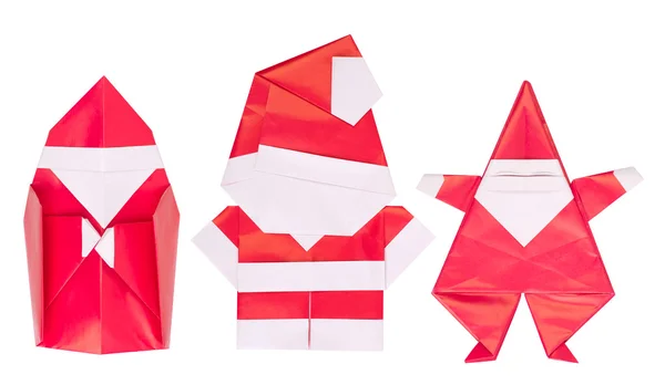 白色背景上孤立的折纸圣诞老人 — 图库照片
