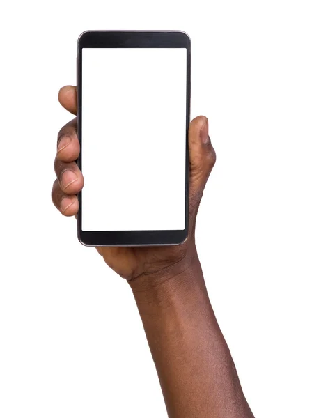 Χέρι που κρατά κινητό έξυπνο τηλέφωνο με την κενή οθόνη — Φωτογραφία Αρχείου