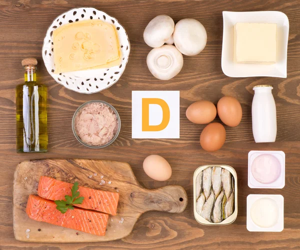 Alimentos contendo vitamina D — Fotografia de Stock