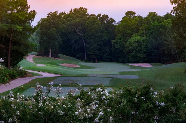 Charlotte Julho 2018 Nascer Sol Sobre Campo Golfe Subúrbio Ballantyne — Fotografia de Stock