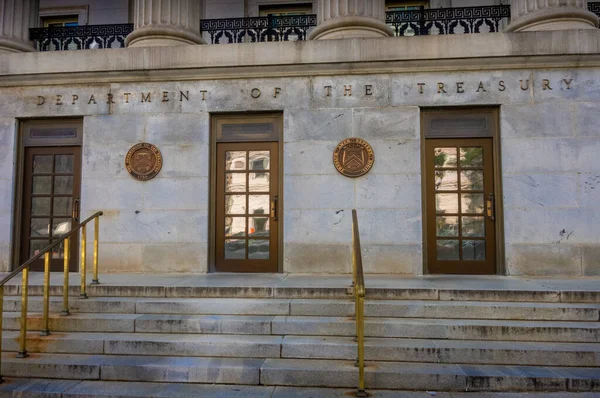 Washington Aug 2018 Bronze Doors Seals Words Building Mark Entrance — Stock Photo, Image