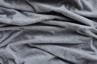 Buruşmuş keten kumaş dokusu. Kırışık tekstil. Gri.