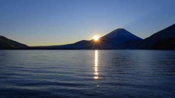 Fuji Sunrise Lake Motosu Yamanashi Japan 2021 — стокове відео
