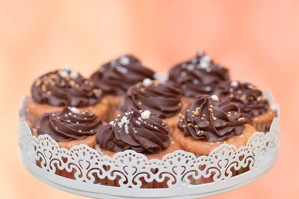 Muffins com creme de chocolate — Fotografia de Stock