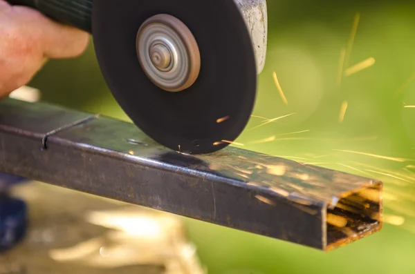 Angle grinder cutting metal — Stock Photo, Image