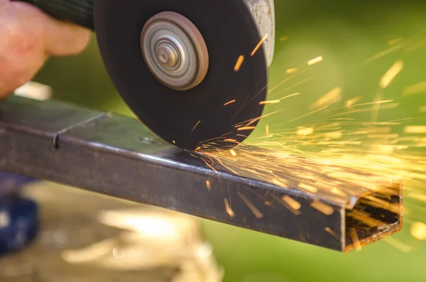 Angle grinder cutting metal — Stock Photo, Image