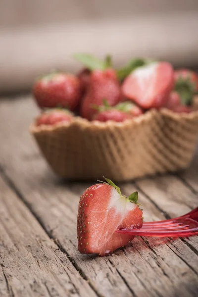 Strawberries in icecream cup — Stock Photo, Image