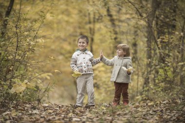 Çocuklar bir ormanda oyun 