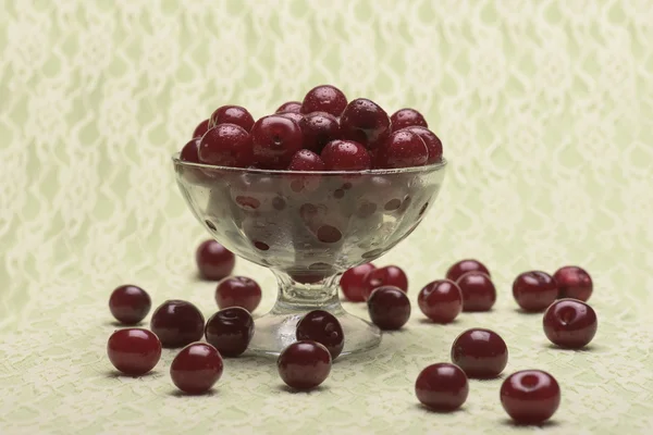 Sour cherry in a glass bowl — Stock Photo, Image