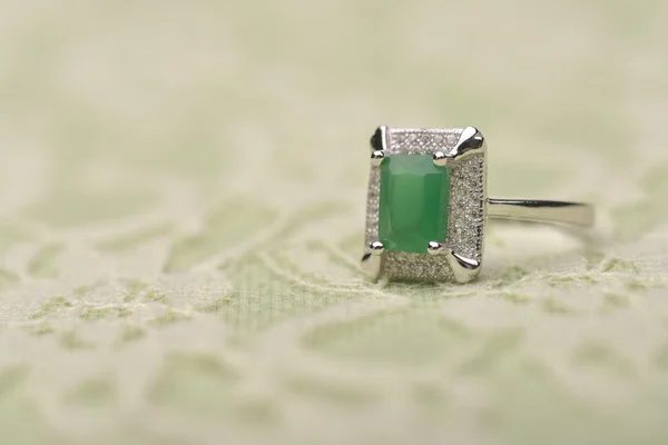 Pietra verde avventurina argento Gioiello — Foto Stock