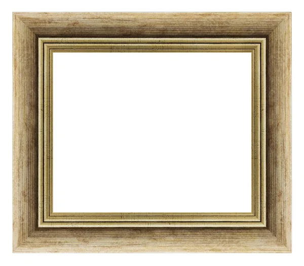 Old Vintage Square Golden Frame Isolated White Background — Stock Photo, Image