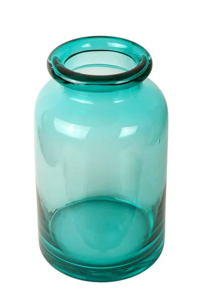 白い背景に隔離された空のガラスの緑の瓶 — ストック写真