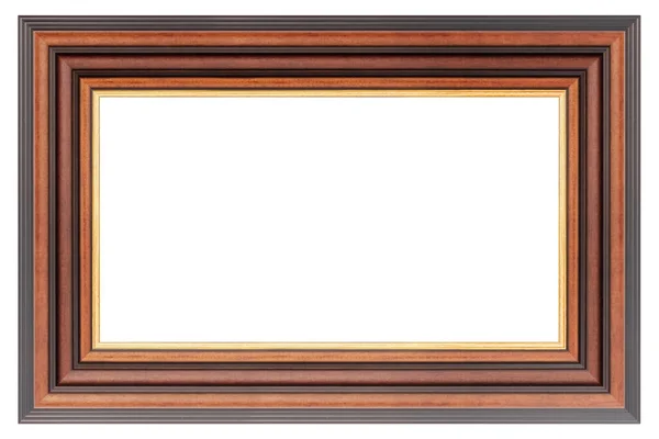 老式木制棕色框架 白色背景隔离 — 图库照片