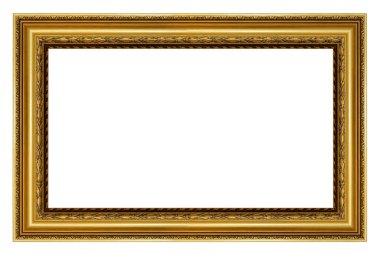 Beyaz bir arkaplanda izole edilmiş eski klasik altın çerçeve