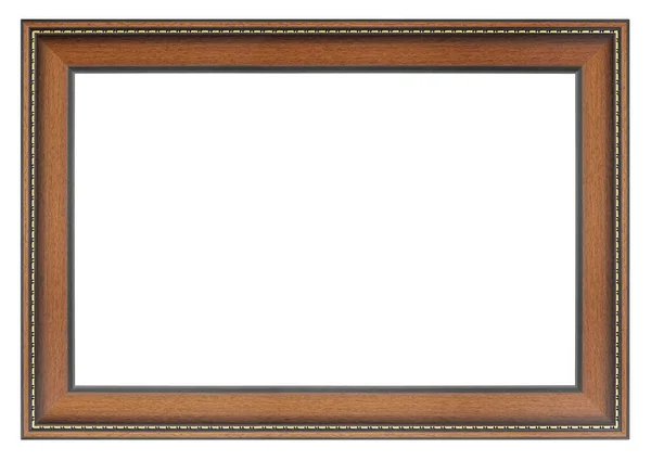 Old Vintage Wooden Brown Frame Isolated White Background — Stock Photo, Image