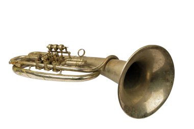 Old vintage tenor horn on isolated on a white background clipart