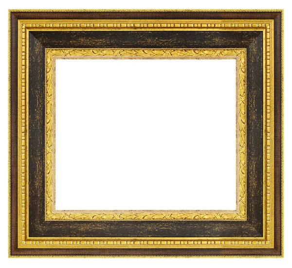 Old Vintage Golden Brown Ornate Frame Isolated White Background — Stock Photo, Image