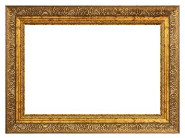 Beyaz bir arkaplanda izole edilmiş eski klasik altın süslemeli çerçeve