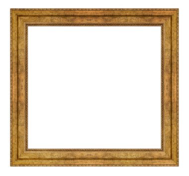 Beyaz arkaplanda izole edilmiş klasik altın çerçeve