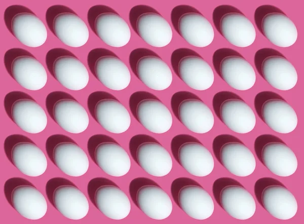 Безшовний Візерунок Білими Курячими Яйцями Твердими Тінями Рожевому Фоні — стокове фото