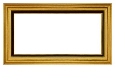Beyaz bir arkaplanda izole edilmiş eski klasik altın çerçeve
