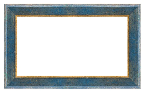 Vintage Blue Golden Frame Isolated White Background — Stock Photo, Image