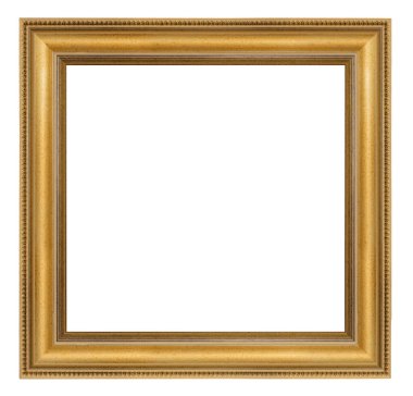 Beyaz arkaplanda izole edilmiş eski tarz altın çerçeve