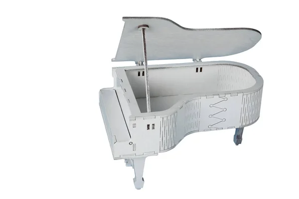 Brinquedo Decorativo Piano Cauda Branco Isolado Fundo Branco — Fotografia de Stock