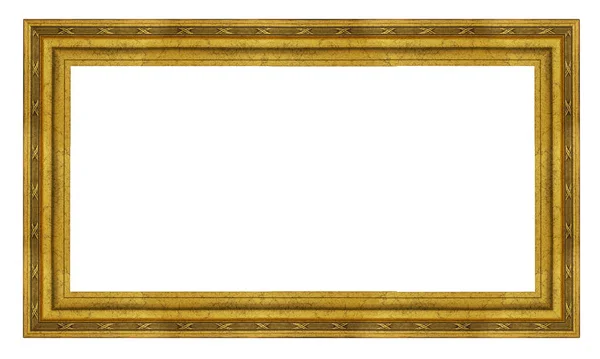 Old Style Vintage Golden Frame Isolated White Background — Stock Photo, Image