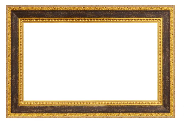 Oude Stijl Vintage Bruin Gouden Frame Geïsoleerd Een Witte Achtergrond — Stockfoto