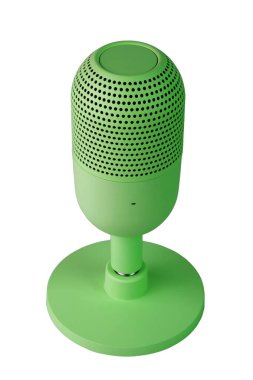 Modern yeşil mikrofon beyaz arkaplanda izole