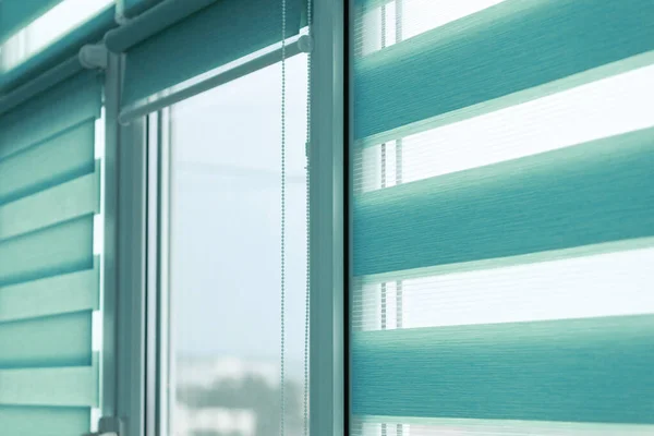 Primer Plano Persianas Enrollables Tela Colores Ventana Cortinas Rollo — Foto de Stock