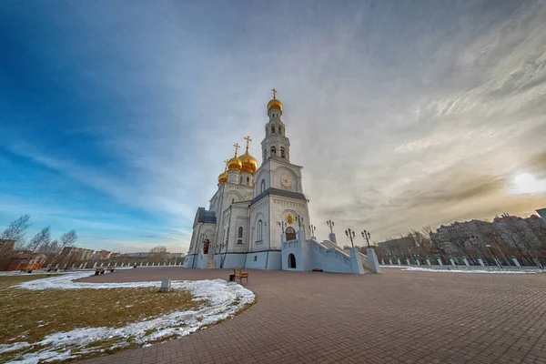 Gouden Koepels Van Russisch Orthodoxe Kerk Redder Transfiguratie Kathedraal Rusland Rechtenvrije Stockfoto's