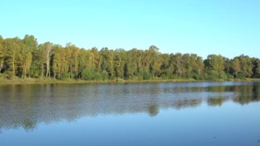 Sonbaharda geniş orman nehri. Adaylık