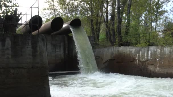 Industrial Waste Flows River — Stock Video