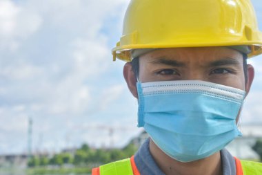 İşçi Mühendis yüz maskesi Koronavirüsü Korumak Covid19