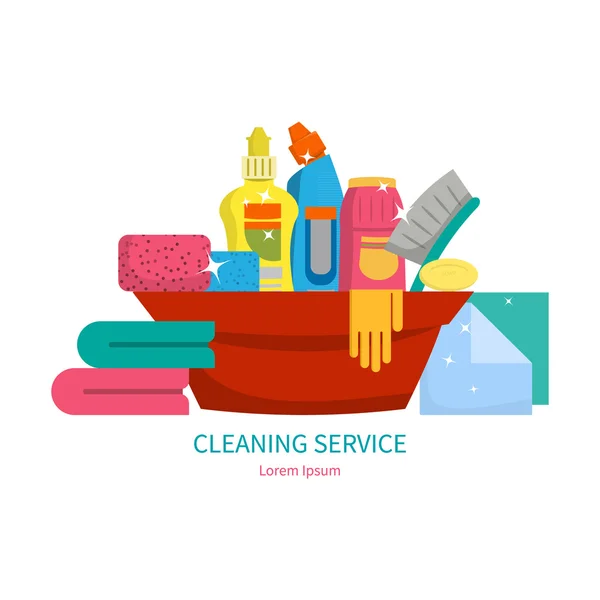 Set of items for cleaning home — Stock vektor